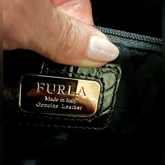 FURLA Croco Embossed Leather Handbag - Picture 8 of 10